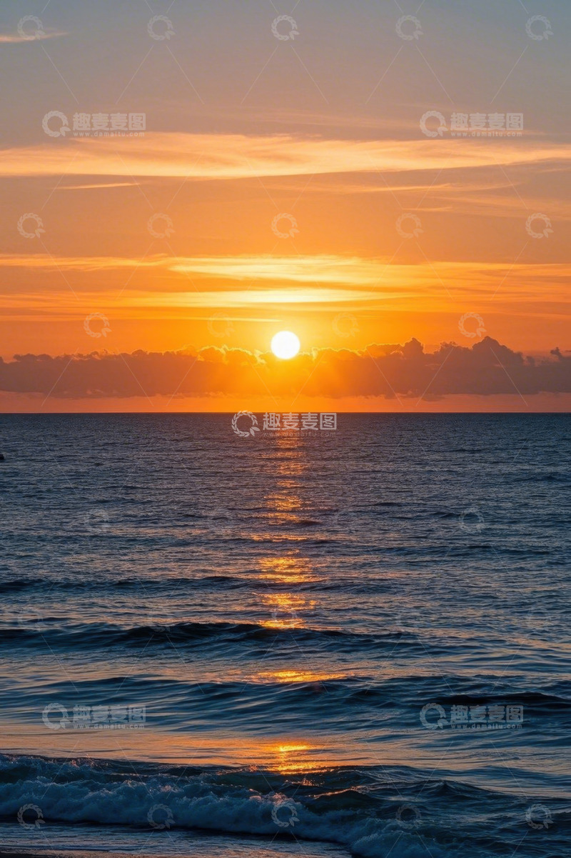 高清大图下载【趣麦麦图】海上日落美景
