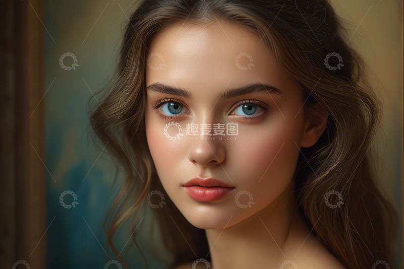 高清大图下载【趣麦麦图】年轻女性面部特写肖像