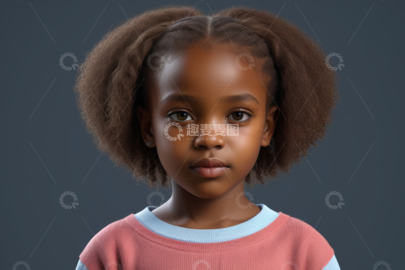 高清大图下载【趣麦麦图】非洲裔小女孩正面肖像