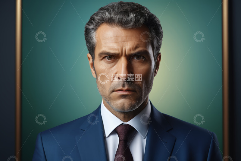高清大图下载【趣麦麦图】西装男士严肃表情特写