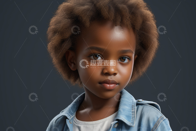高清大图下载【趣麦麦图】非洲裔小女孩肖像特写
