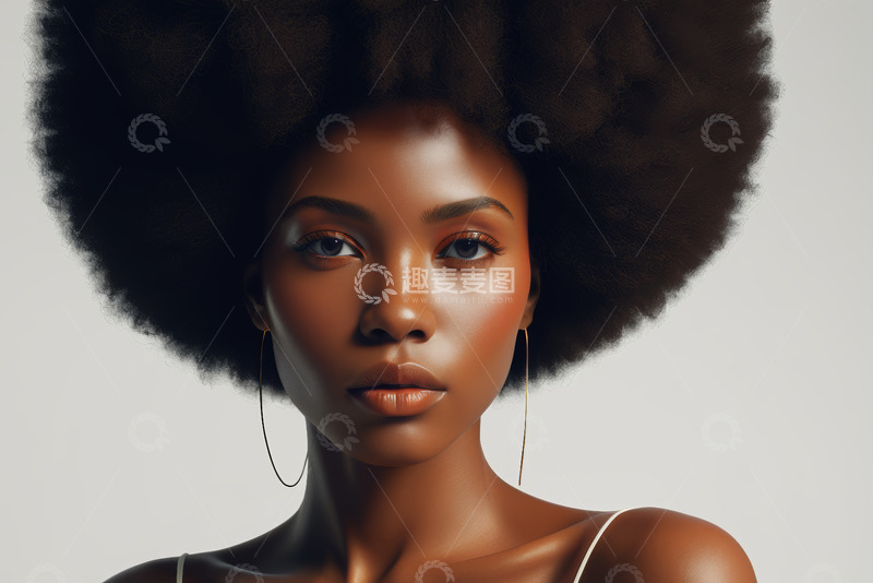 高清大图下载【趣麦麦图】非洲裔年轻女性肖像特写