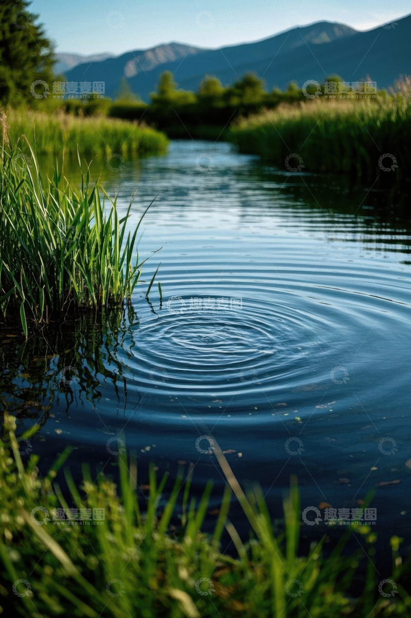 高清大图下载【趣麦麦图】自然河流与远山景观