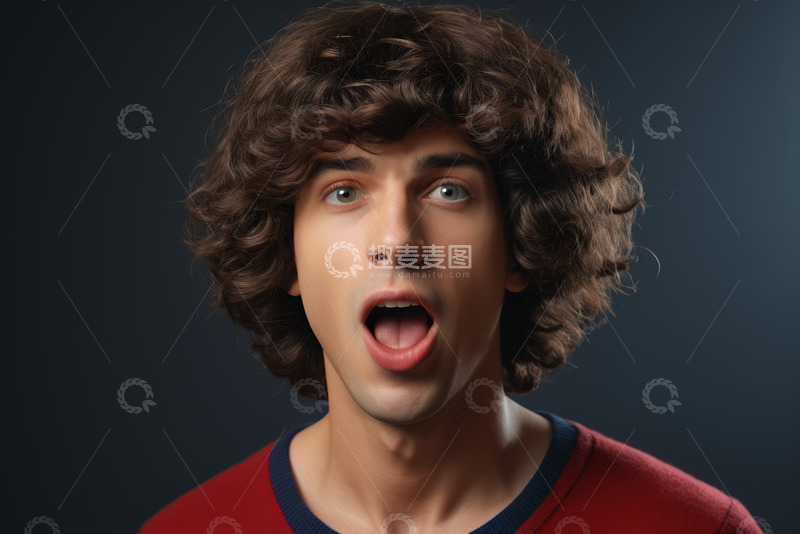 高清大图下载【趣麦麦图】表情惊讶的年轻男子肖像