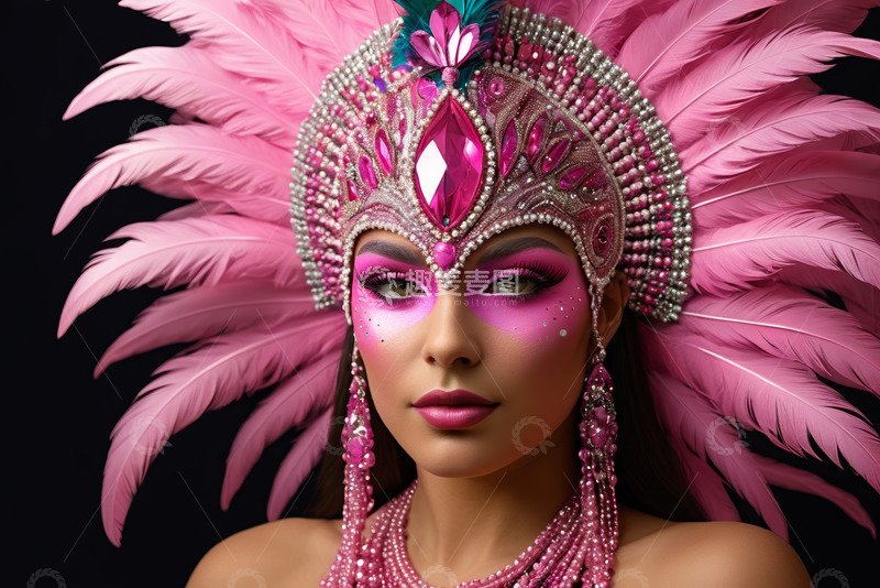 高清大图下载【趣麦麦图】戴华丽头饰化浓妆的女性