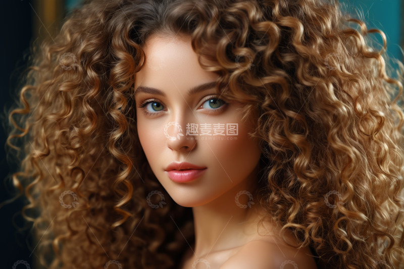 高清大图下载【趣麦麦图】卷发女孩特写肖像