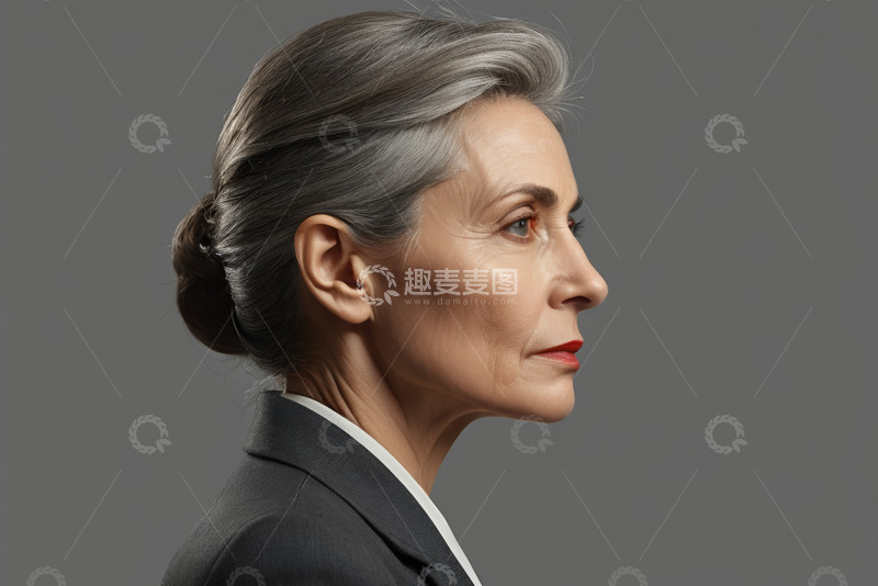 高清大图下载【趣麦麦图】职业老年女性人物侧面肖像