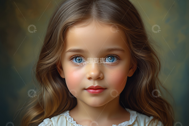 高清大图下载【趣麦麦图】小女孩蓝眼睛特写肖像