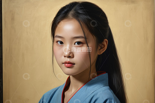 身着古装的亚洲少女肖像