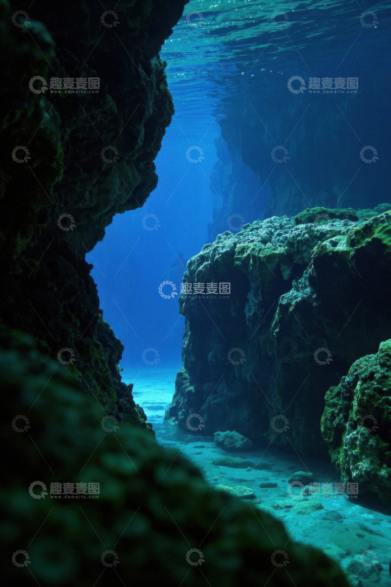 高清大图下载【趣麦麦图】海底岩石洞穴自然景观