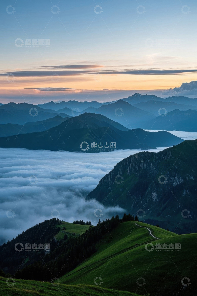 高清大图下载【趣麦麦图】山间云海日出自然景观