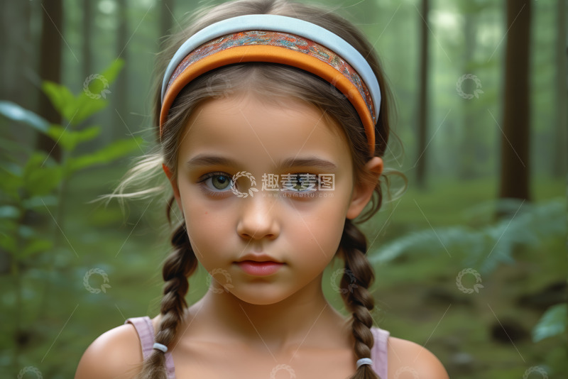 高清大图下载【趣麦麦图】森林中的小女孩肖像