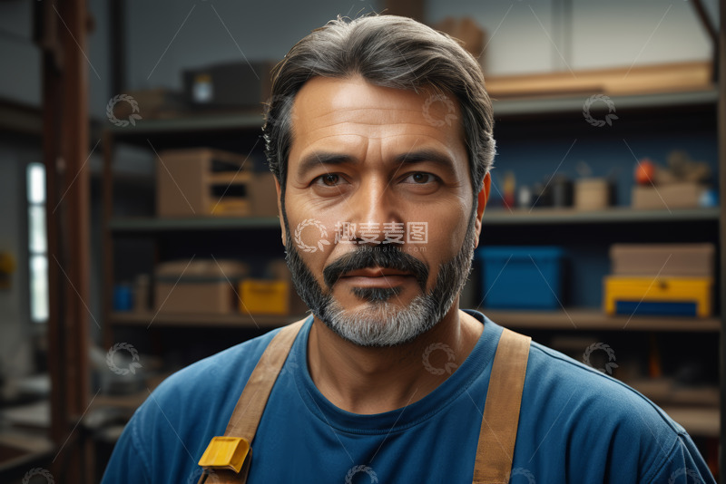 高清大图下载【趣麦麦图】车间工人近景肖像