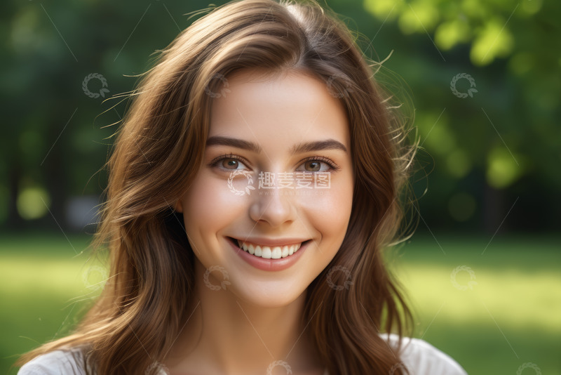 高清大图下载【趣麦麦图】户外微笑女子肖像