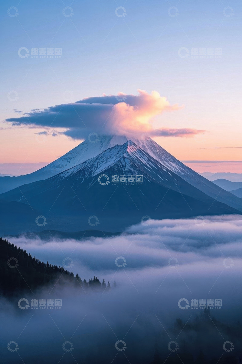 高清大图下载【趣麦麦图】富士山云海日出景象