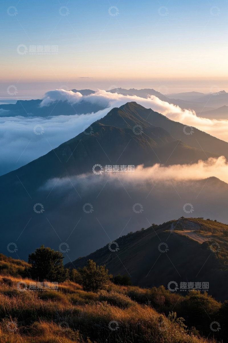 高清大图下载【趣麦麦图】山间云海日出自然景观
