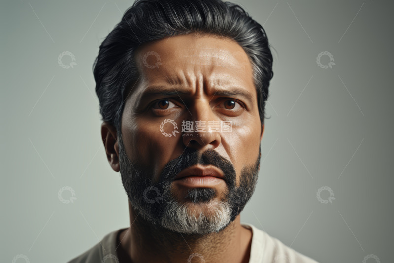 高清大图下载【趣麦麦图】中年男性严肃表情特写