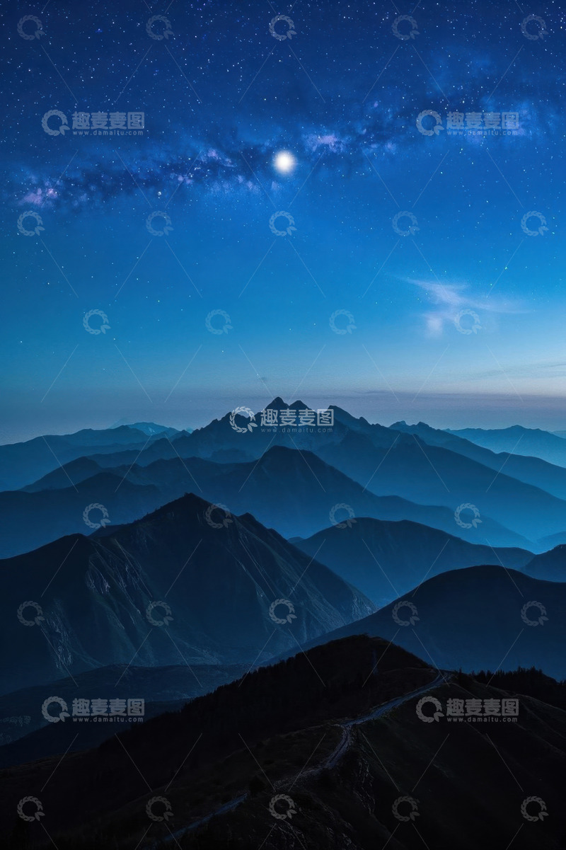 高清大图下载【趣麦麦图】山脉星空夜景全景