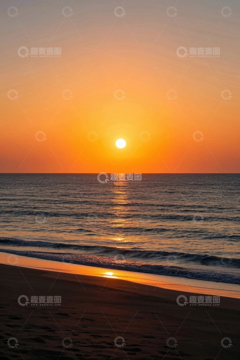 高清大图下载【趣麦麦图】海滩日落海洋风景