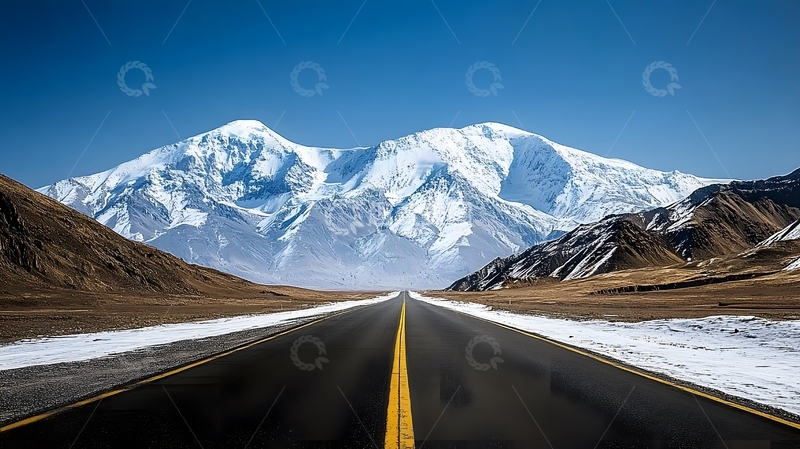 高清大图下载【趣麦麦图】雪山公路风光