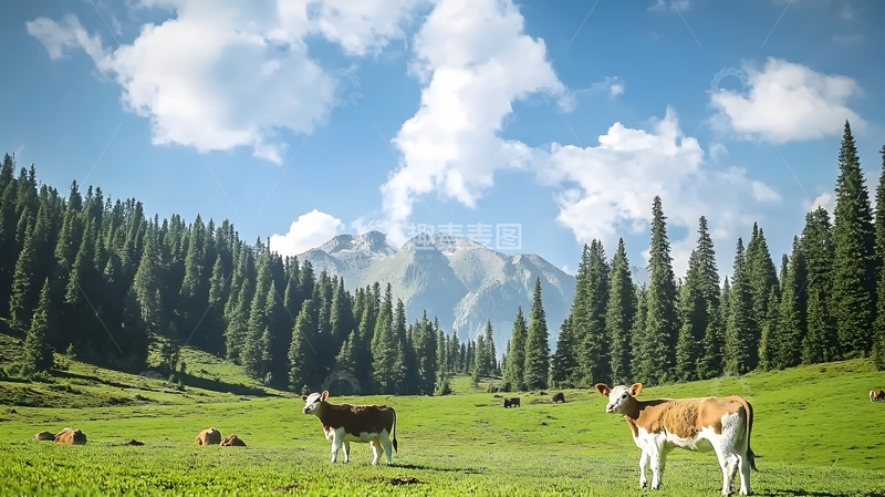 高清大图下载【趣麦麦图】草原牛群风光摄影