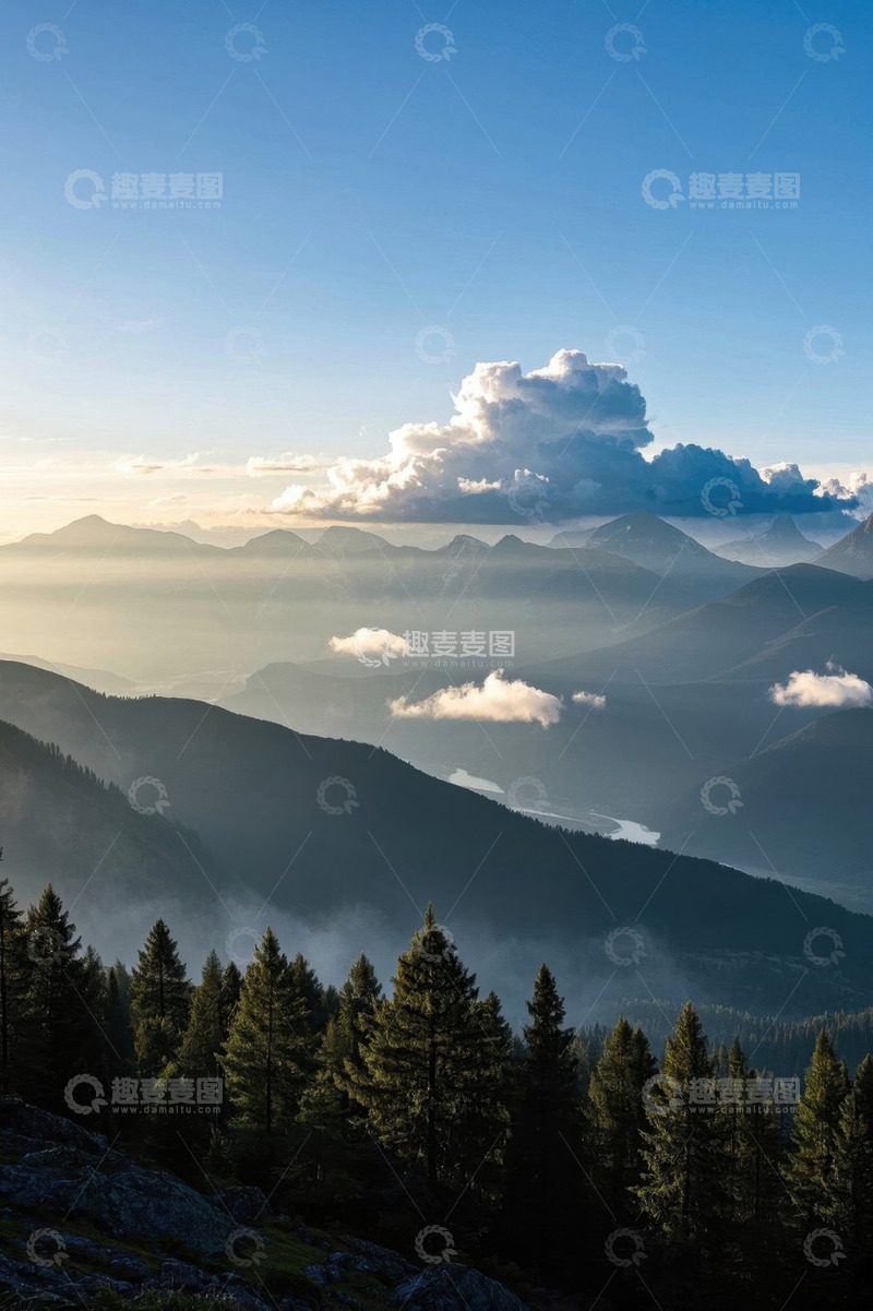 高清大图下载【趣麦麦图】山林间云海环绕自然风光