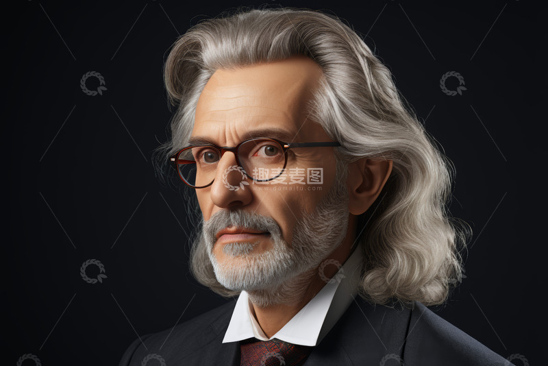 高清大图下载【趣麦麦图】西装白发男士肖像特写