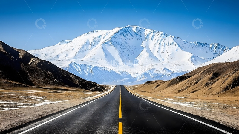 高清大图下载【趣麦麦图】雪山公路壮丽风光