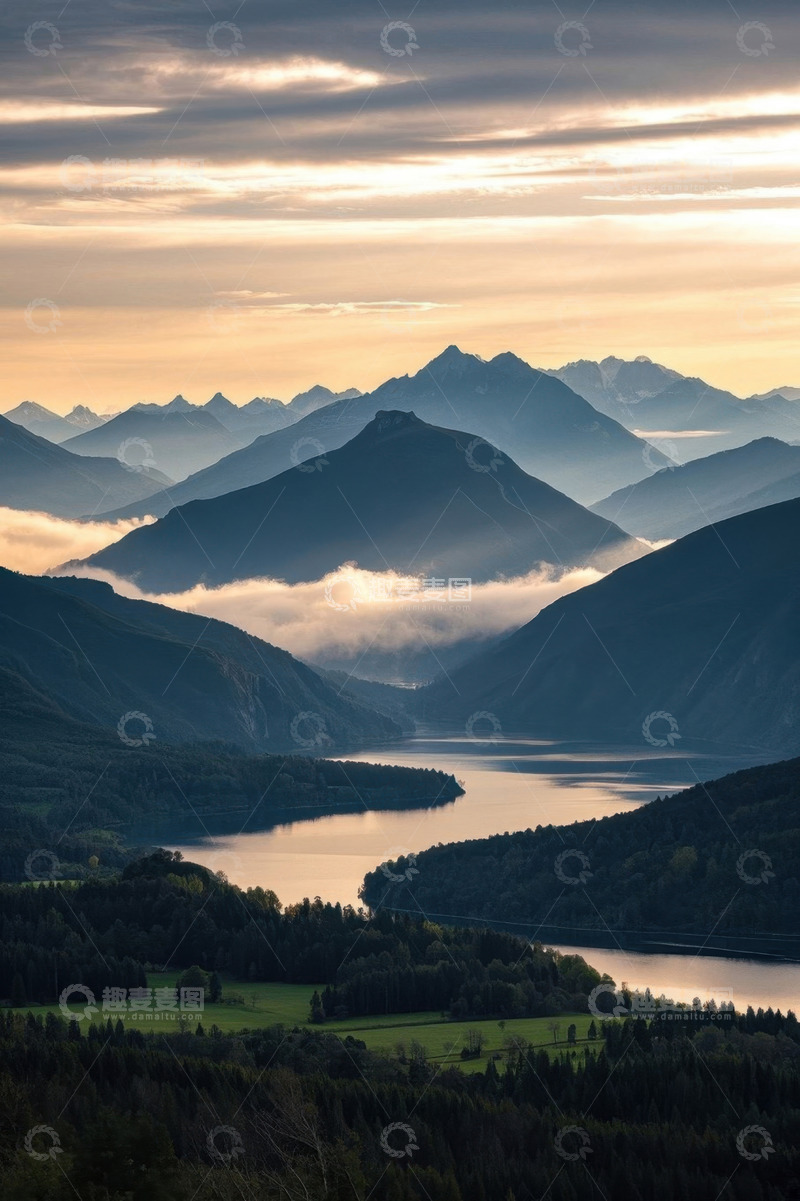 高清大图下载【趣麦麦图】山景湖泊自然风光全景