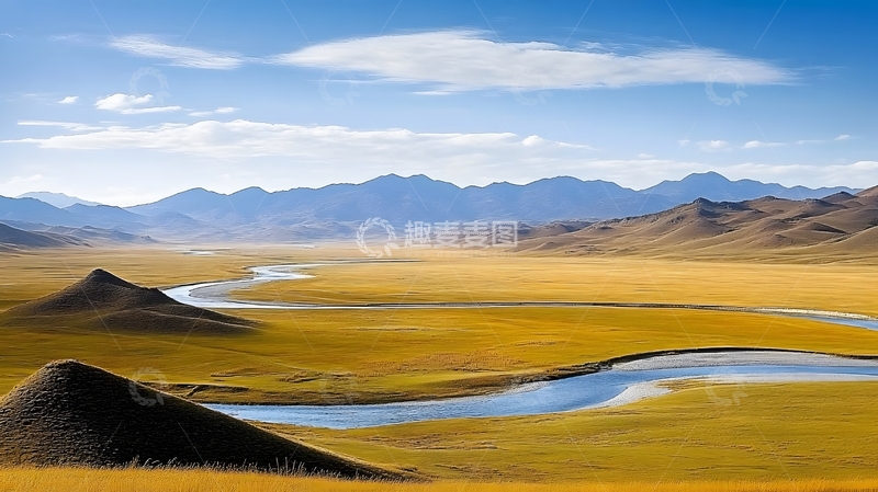 高清大图下载【趣麦麦图】草原河流风光摄影图片
