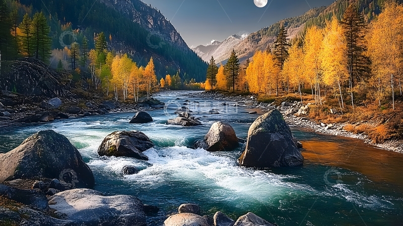 高清大图下载【趣麦麦图】秋季山谷溪流风光摄影