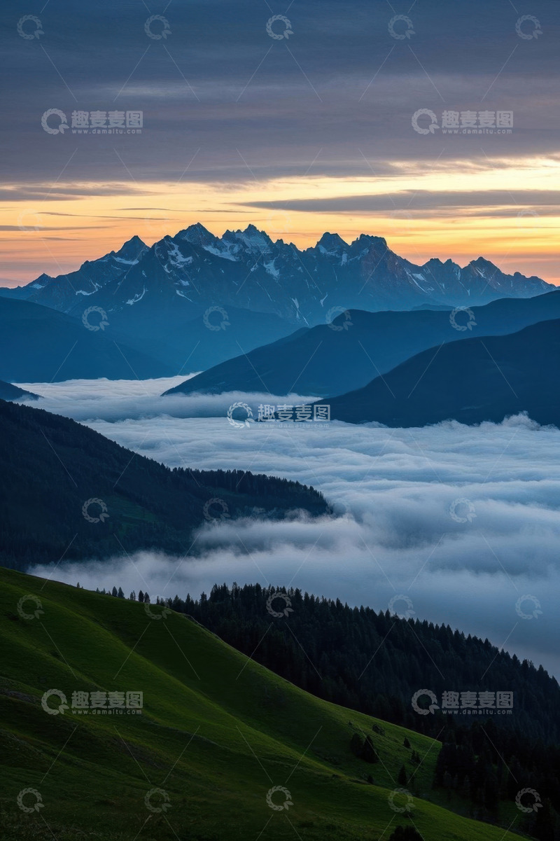 高清大图下载【趣麦麦图】山间云海日出自然风光