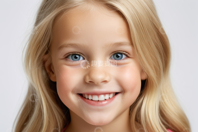 高清大图下载【趣麦麦图】金发女孩微笑特写