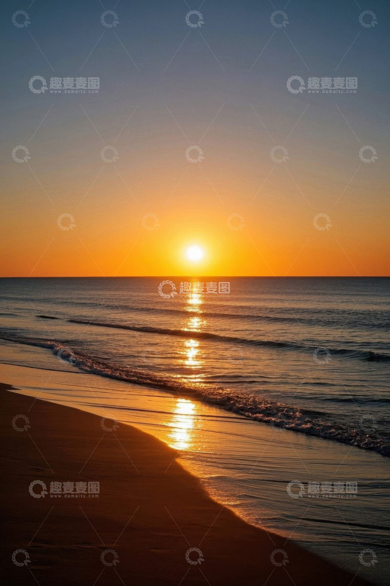 高清大图下载【趣麦麦图】海滩日落海景