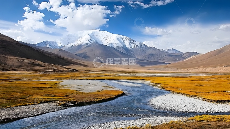 高清大图下载【趣麦麦图】雪山草原风光壮丽山河景色