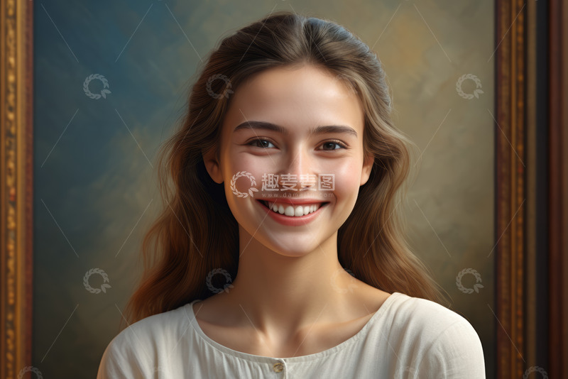 高清大图下载【趣麦麦图】年轻女子微笑肖像素材