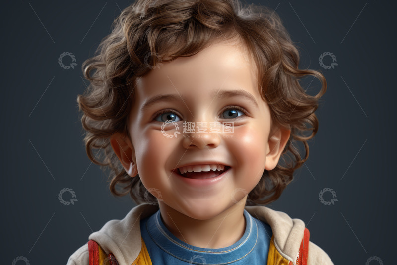 高清大图下载【趣麦麦图】微笑小男孩面部特写