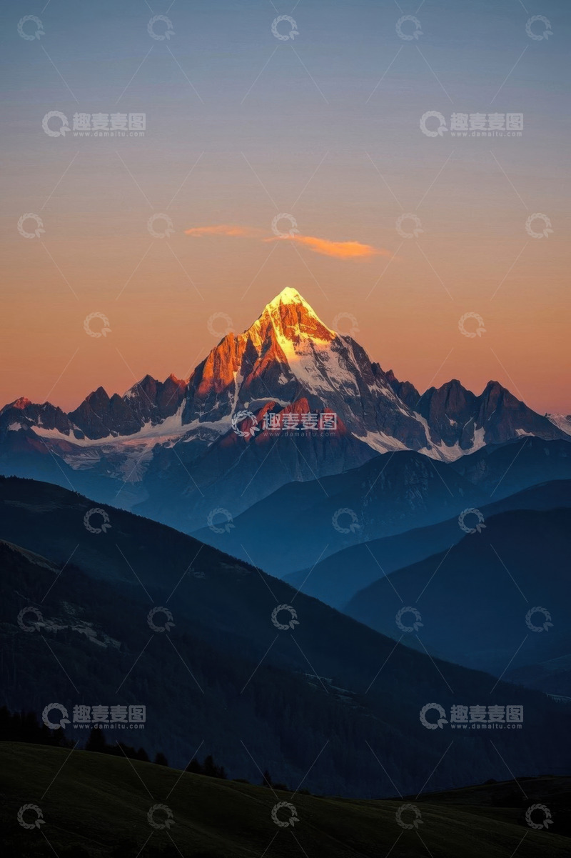 高清大图下载【趣麦麦图】雪山日出壮丽自然风光