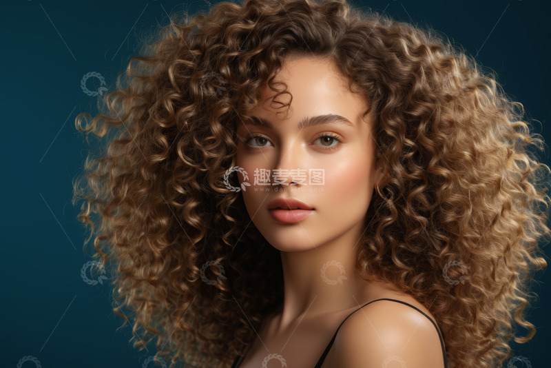 高清大图下载【趣麦麦图】卷发女性特写肖像