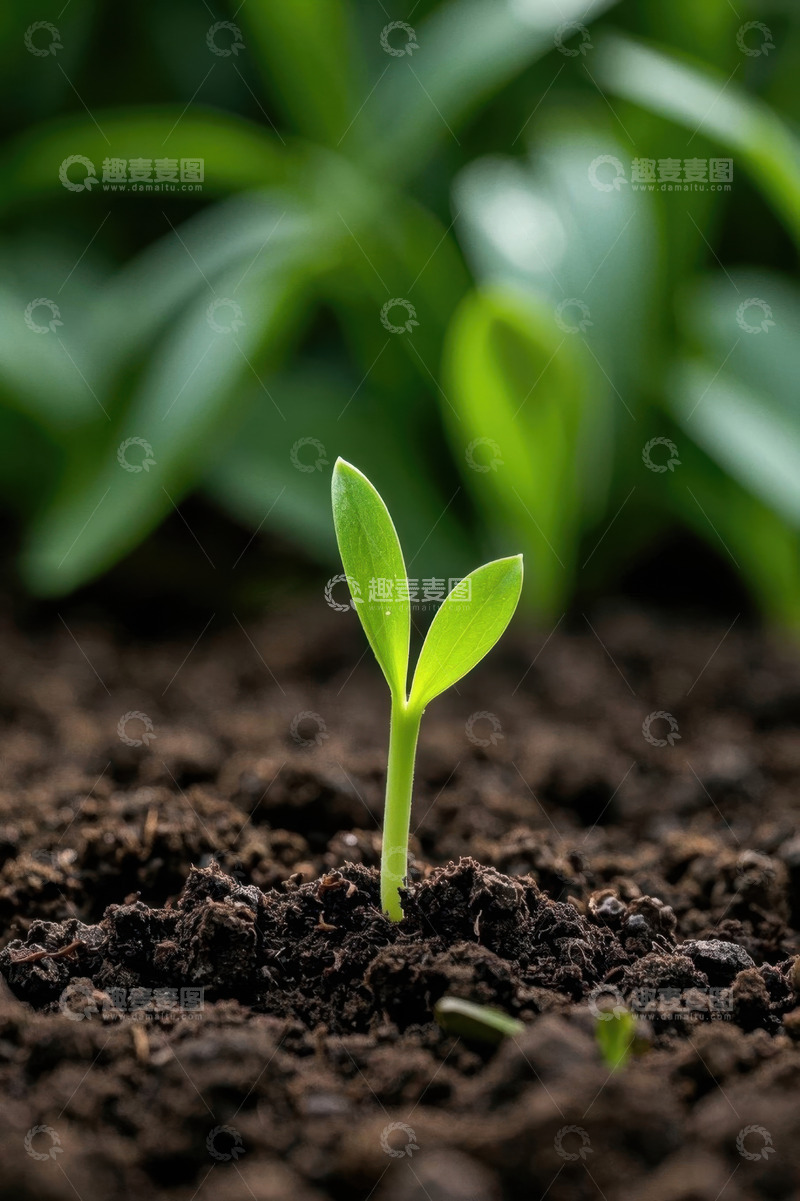 高清大图下载【趣麦麦图】破土而出的嫩绿幼苗