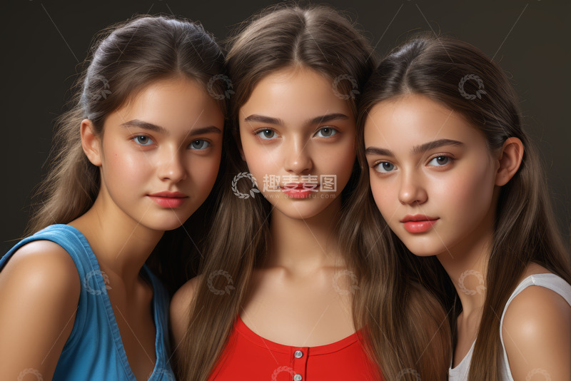 高清大图下载【趣麦麦图】三位少女的亲密合影