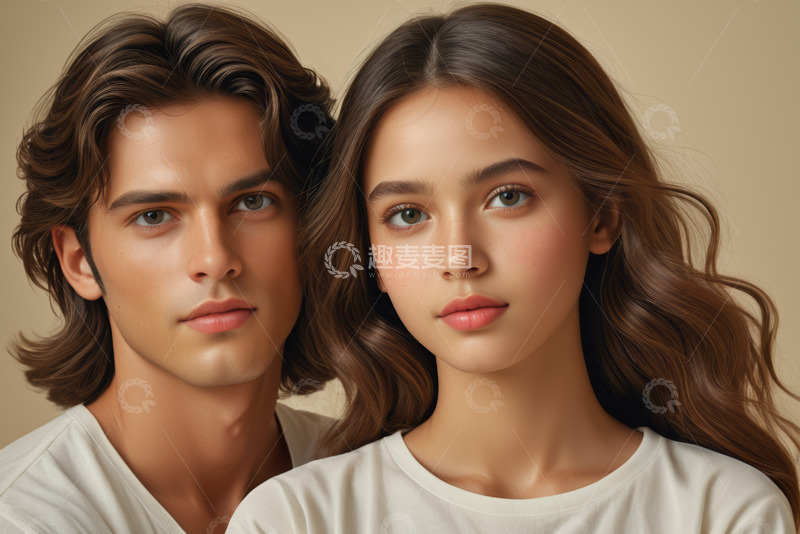高清大图下载【趣麦麦图】年轻男女肖像特写