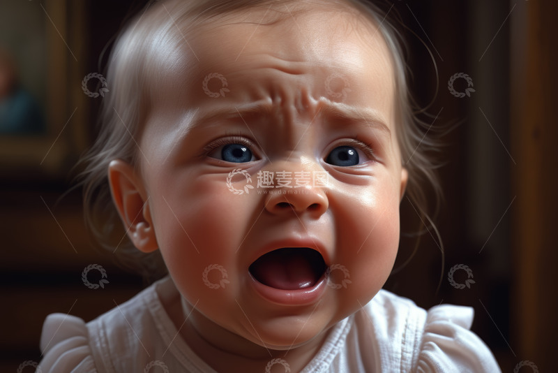 高清大图下载【趣麦麦图】哭泣的婴儿面部特写