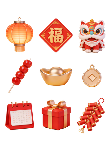 春节主题c4d图标集4