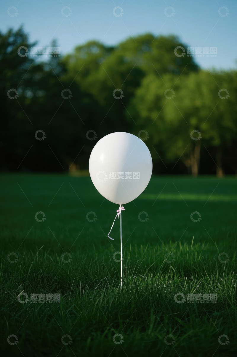 高清大图下载【趣麦麦图】草地上的白色气球