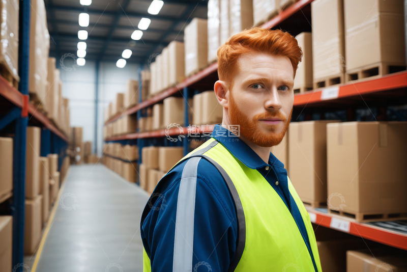 高清大图下载【趣麦麦图】仓库工人站立工作场景