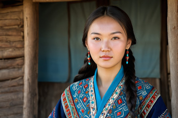 身着民族服饰的女性肖像