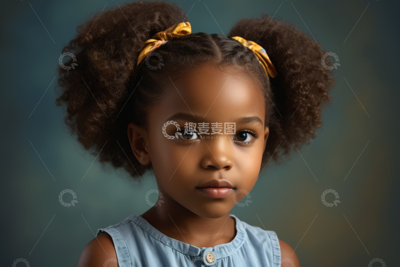 高清大图下载【趣麦麦图】非洲裔小女孩肖像特写