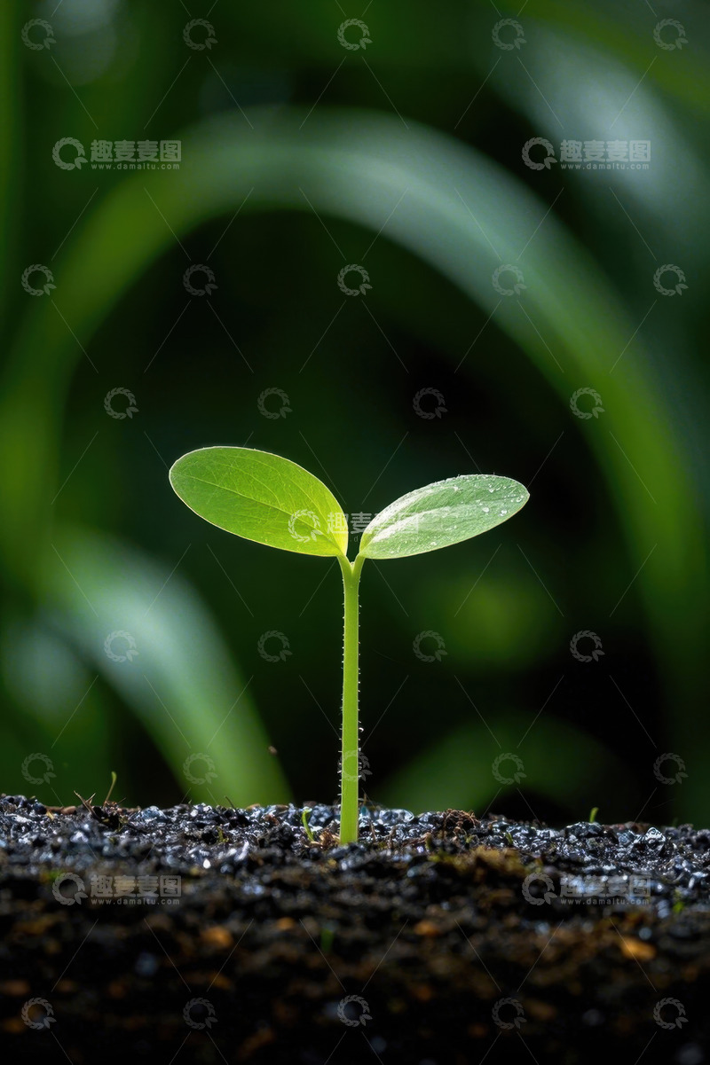 高清大图下载【趣麦麦图】破土而出的嫩绿幼苗