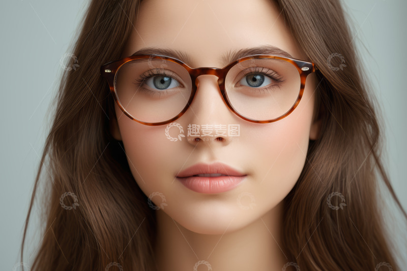高清大图下载【趣麦麦图】戴眼镜长发女子特写